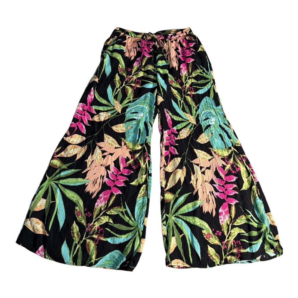 Flowy summer wide leg floral gaucho palazzo pants y2k style Rachel Roy medium - Picture 2 of 10